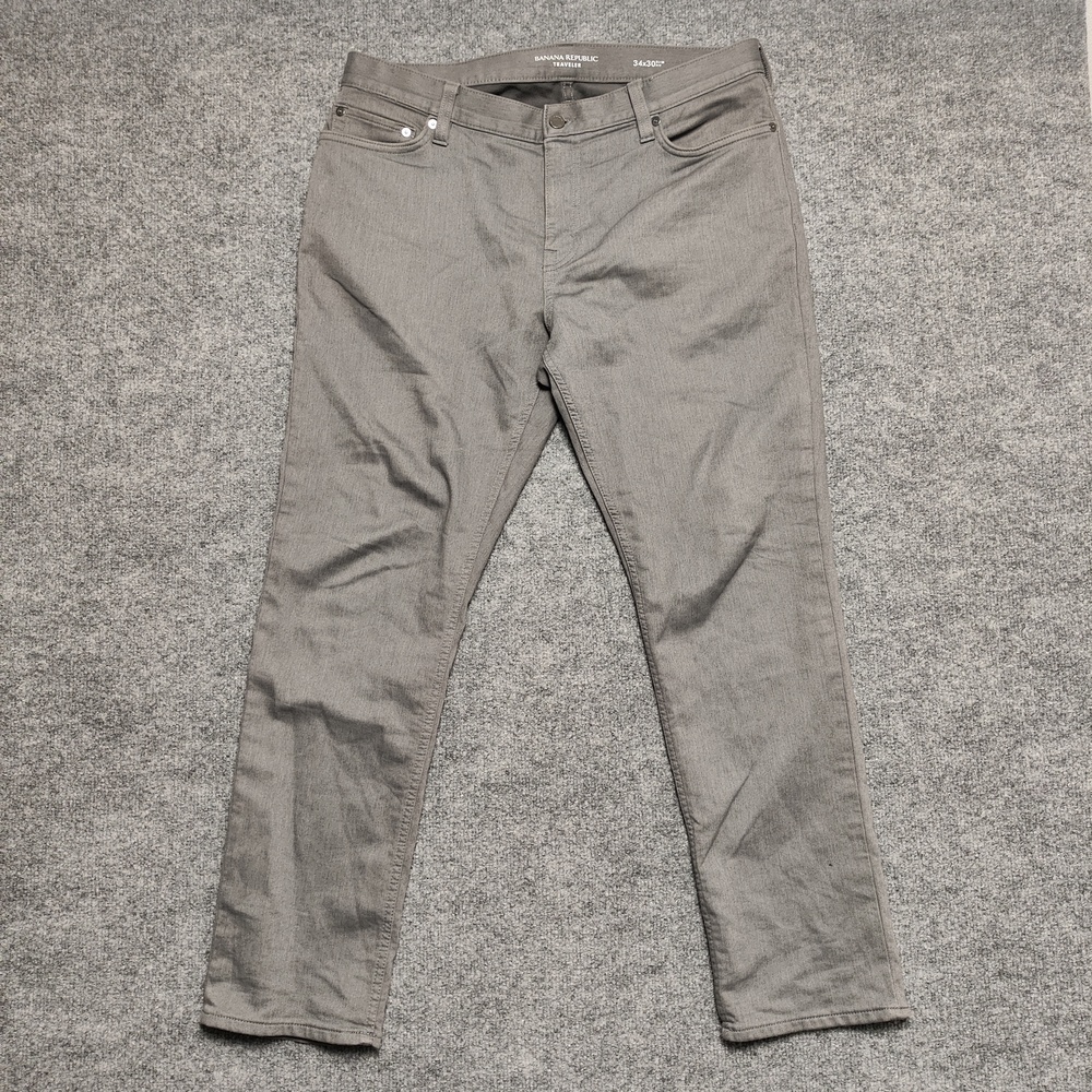 Banana Republic Traveler Jeans Mens 34x30 Gray Medium Slim Tapered Denim Pants